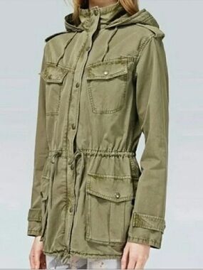 Olive Green Hooded Anorak Jacket